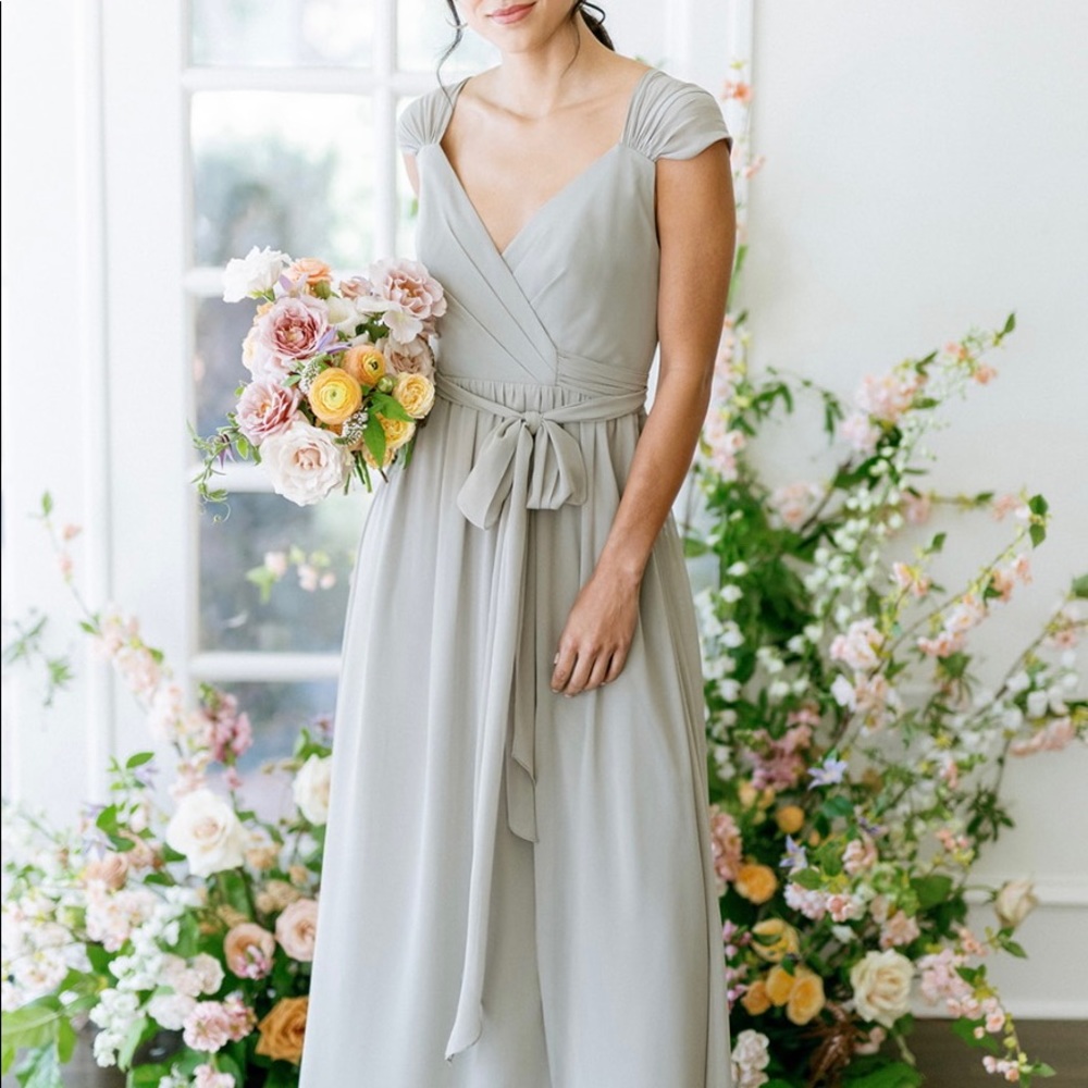 REVELRY Sage Green Floor length bridesmaid formal chiffon dress